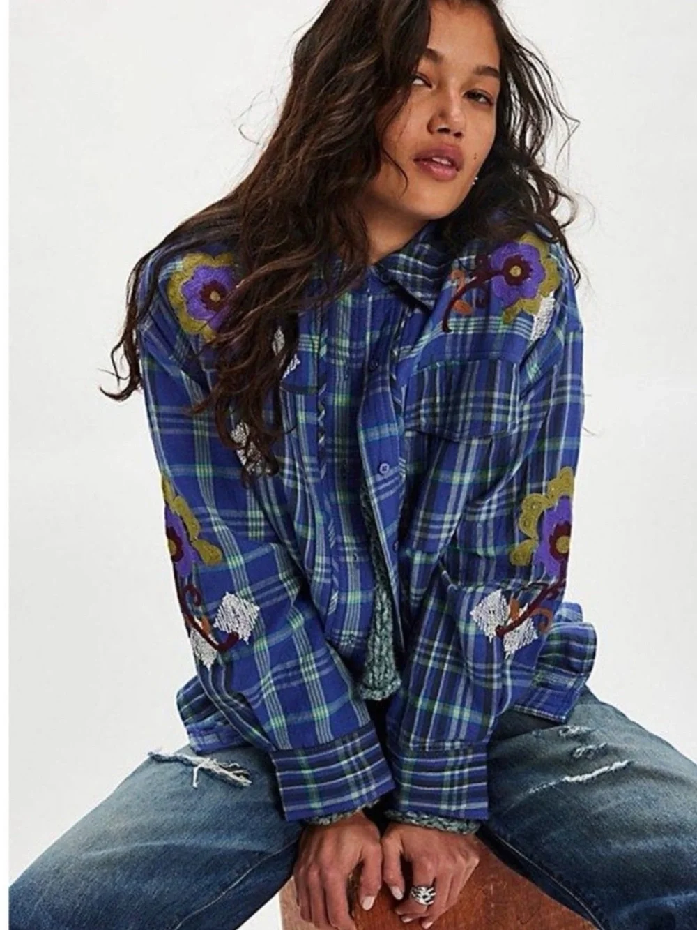 Free People We The Free Embroidered Sashiko Shirt